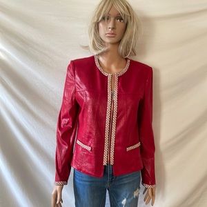 Lena Gabrielle sparkly faux leather jacket with crystal trim, size  6